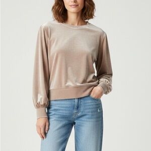 MADEWELL Ballerina Velvet Balloon Sleeve Pullover Sweatshirt Blush Baby Pink S